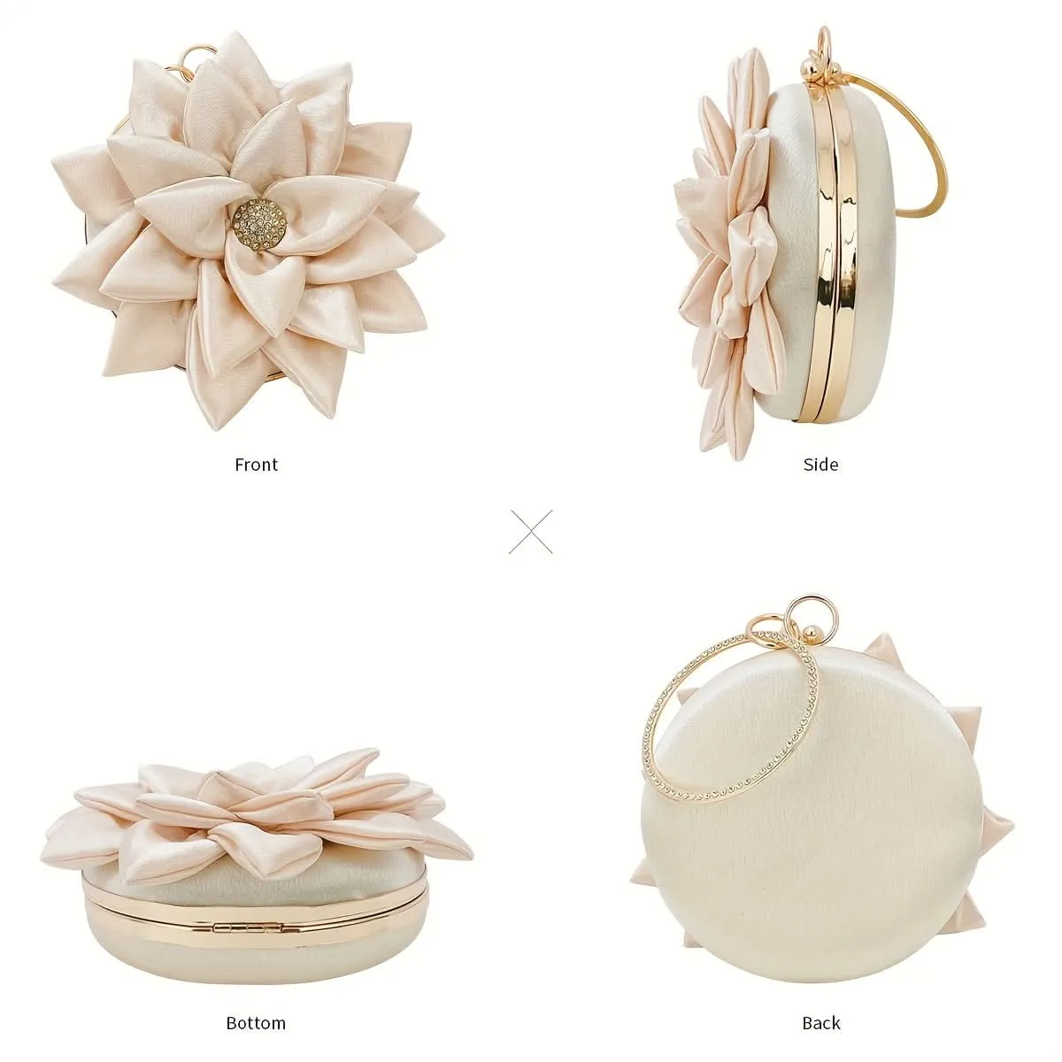 Burgundy 3D Flower Satin Evening Clutch