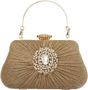 Buric Glitter Clutch Purses For Women Pleated Diamond Evening Handbag For Bridal Wedding Party With Rhinestone Bag