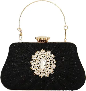 Buric Glitter Clutch Purses For Women Pleated Diamond Evening Handbag For Bridal Wedding Party With Rhinestone Bag
