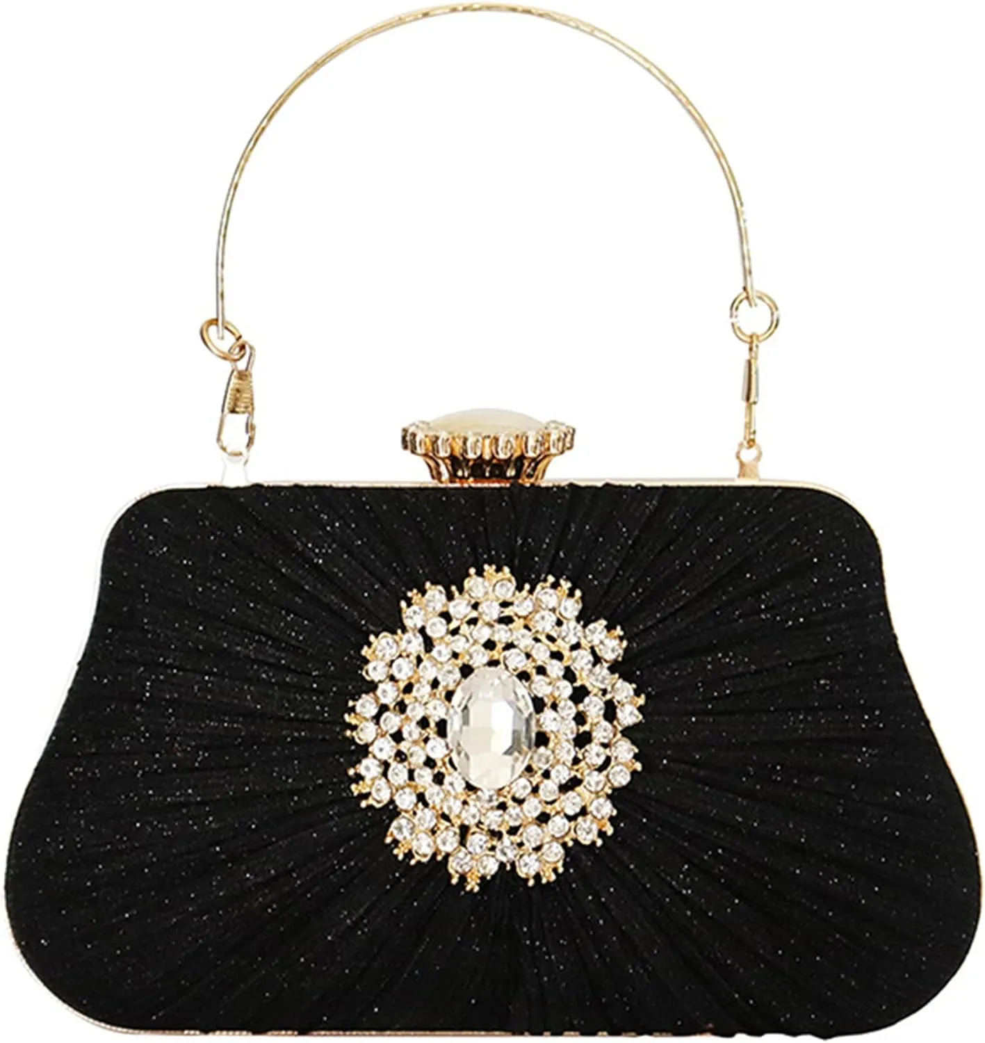 Buric Glitter Clutch Purses For Women Pleated Diamond Evening Handbag For Bridal Wedding Party With Rhinestone Bag