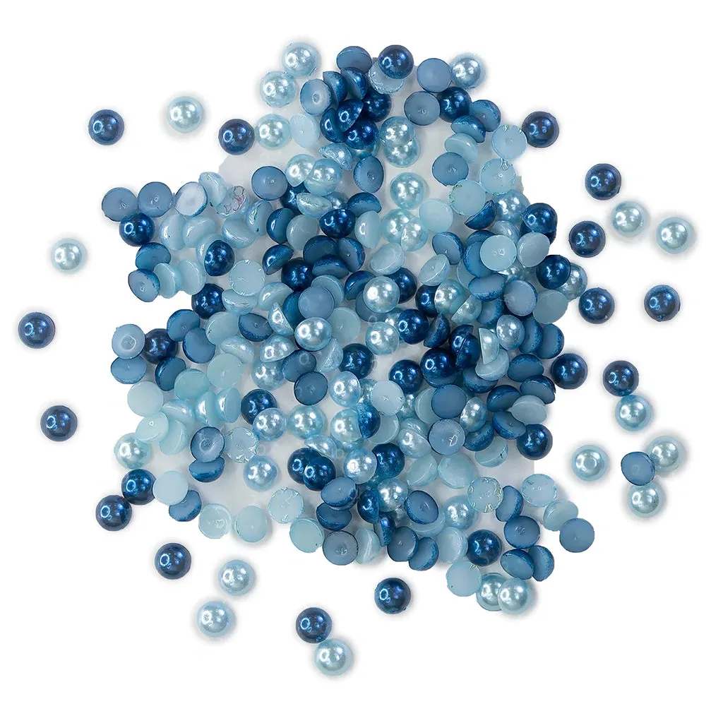 Buttons Galore & More - Shaker Embellishments - Half Pearlz - Blues/HPZ106