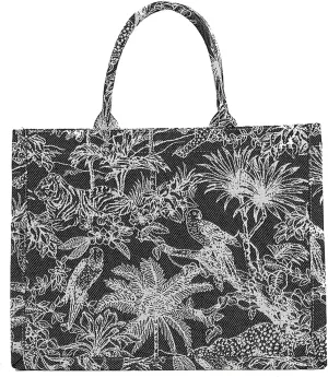 BXCNCKD Fashion luxury tote bag cotton linen one shoulder handbag large capacity embroidery retro graffiti tote bag (black)