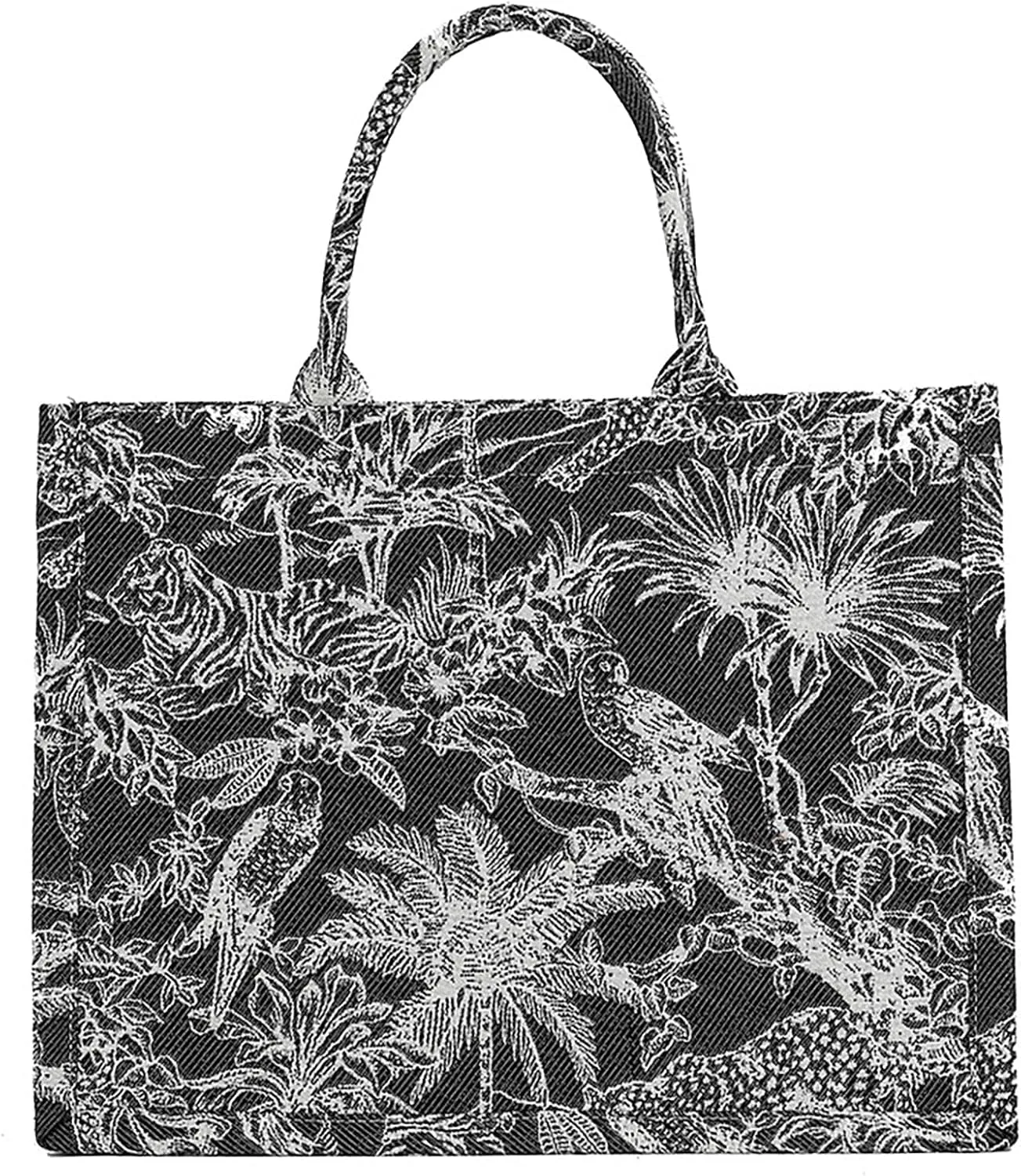 BXCNCKD Fashion luxury tote bag cotton linen one shoulder handbag large capacity embroidery retro graffiti tote bag (black)