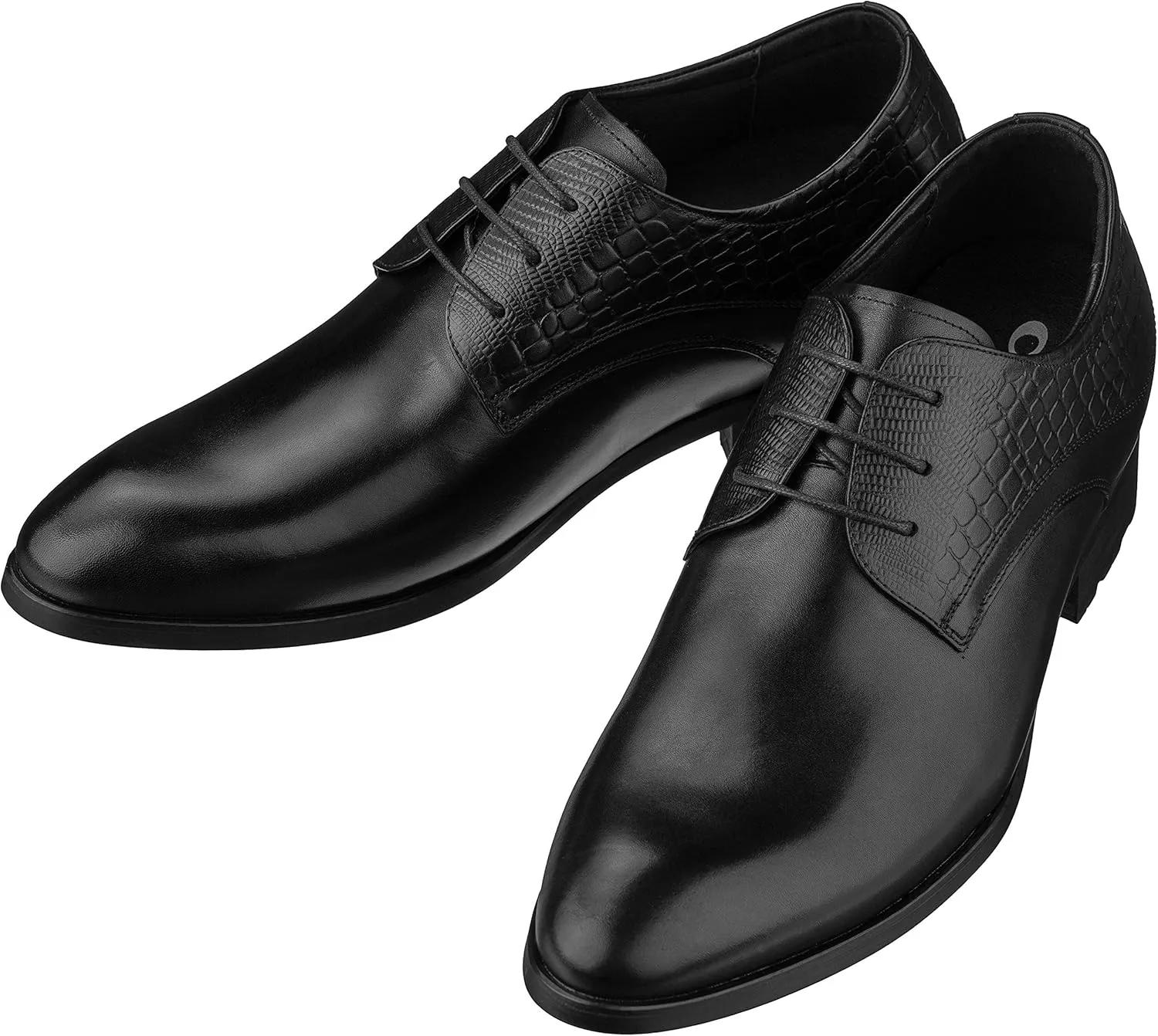 CALTO Mens Elevator Shoes 3 Inches Taller - Height Increasing Black Dress Oxfords - A329011 - Discreet Heels Insole Built-in - A329011 - Size 6.5 D US