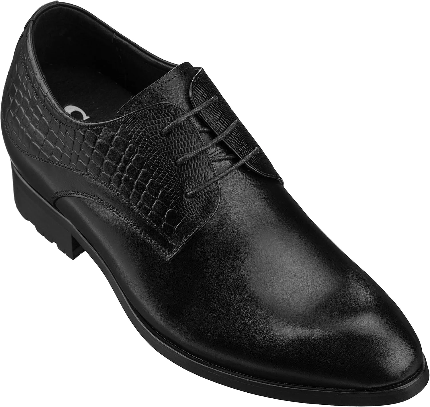CALTO Mens Elevator Shoes 3 Inches Taller - Height Increasing Black Dress Oxfords - A329011 - Discreet Heels Insole Built-in - A329011 - Size 6.5 D US