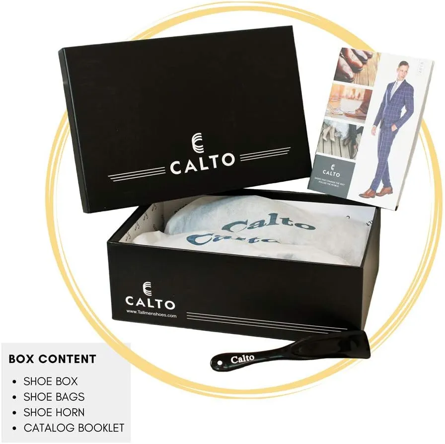 CALTO Mens Elevator Shoes 3 Inches Taller - Height Increasing Black Dress Oxfords - A329011 - Discreet Heels Insole Built-in - A329011 - Size 6.5 D US