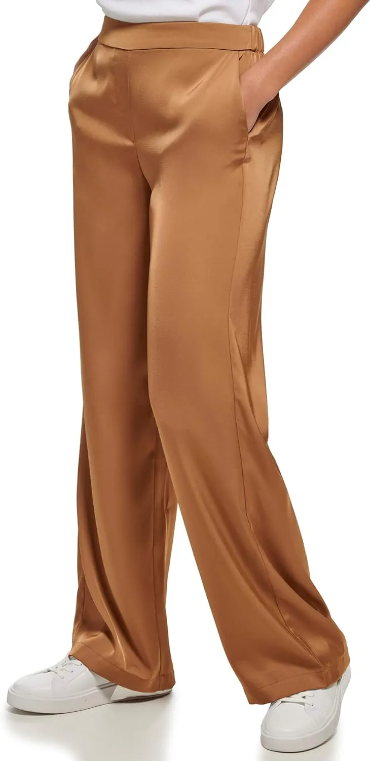 Calvin Klein Women's Wide Leg Satin Flowy Pant