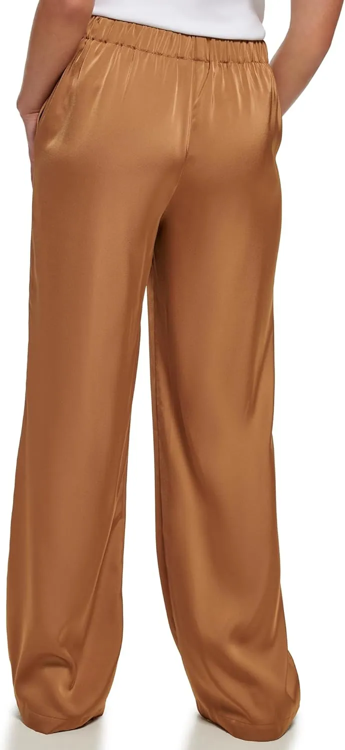 Calvin Klein Women's Wide Leg Satin Flowy Pant