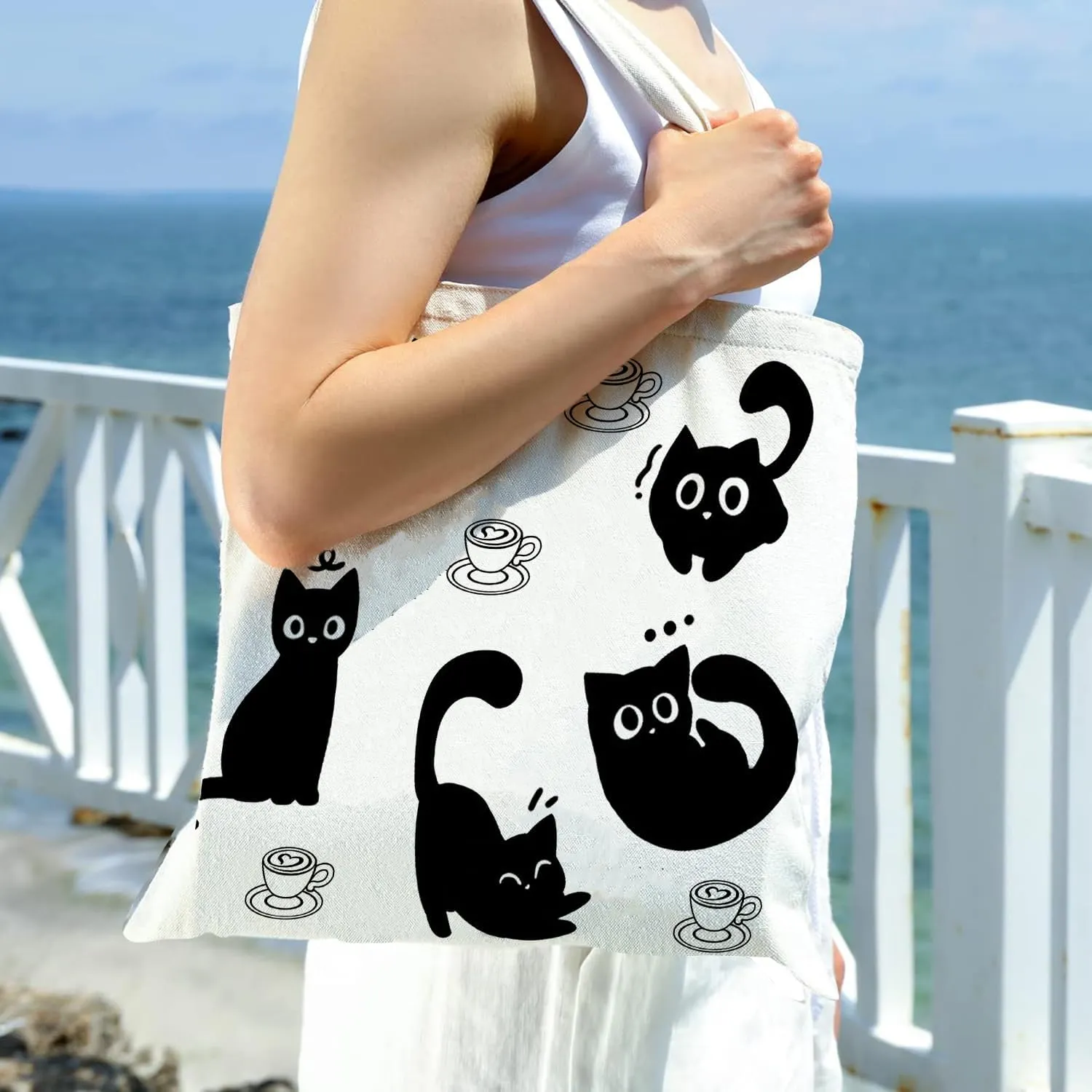 Canvas Tote Bag, Aesthetic Gifts for Women Book Shoulder Tote Bag Reusable Grocery Tote Bags with Pocket
