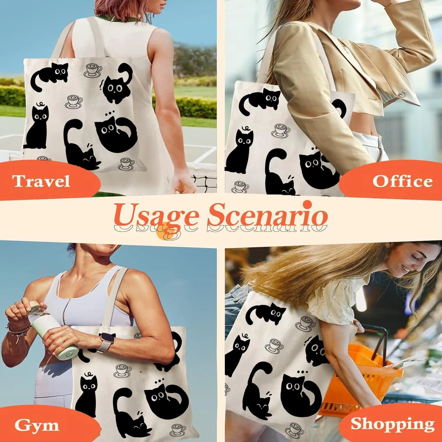 Canvas Tote Bag, Aesthetic Gifts for Women Book Shoulder Tote Bag Reusable Grocery Tote Bags with Pocket