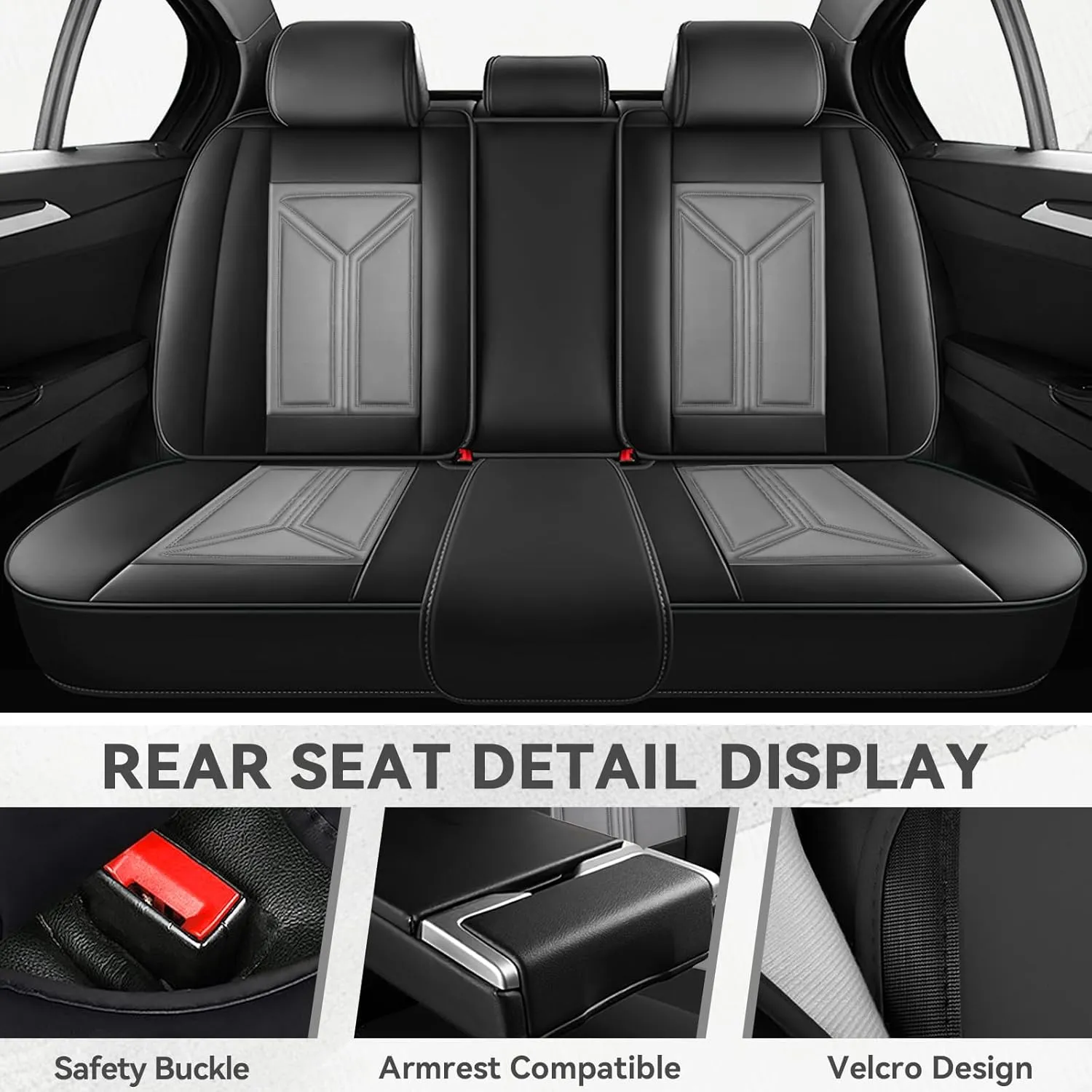 Car Seat Cover for Hyundai Santa Cruz 2022-2025,Leather Seat Cover for Car,Breathable Vehicle Cushions Cover Waterproof Protectors Interior Accessories, (Full Set,Black&Gray)
