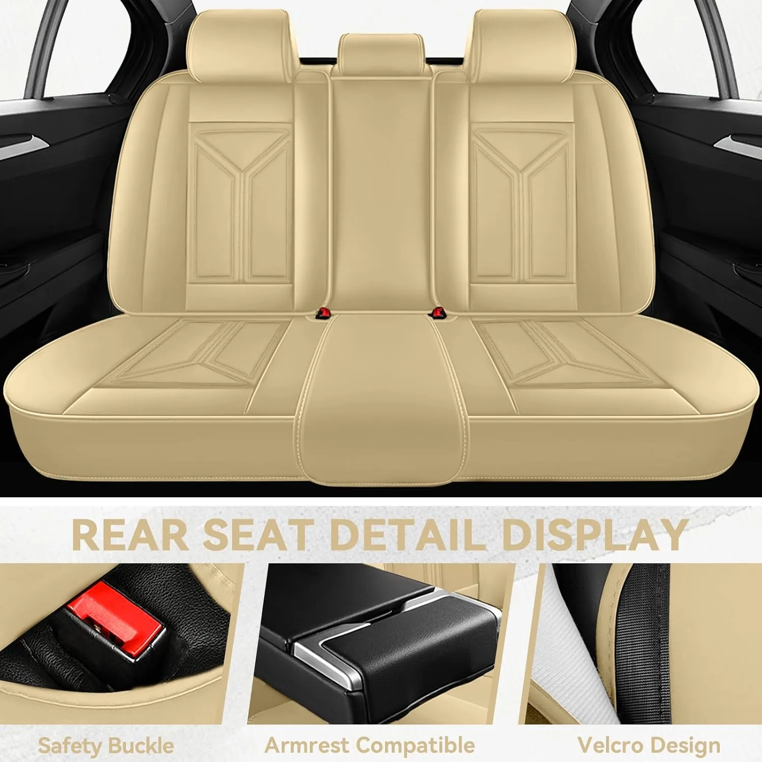 Car Seat Cover for Toyota FJ Cruiser 2007-2014,Leather Seat Cover for Car,Breathable Vehicle Cushions Cover Waterproof Protectors Interior Accessories, (Full Set,Beige)