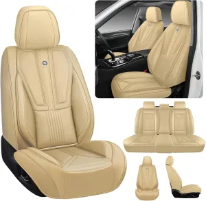 Car Seat Cover for Toyota FJ Cruiser 2007-2014,Leather Seat Cover for Car,Breathable Vehicle Cushions Cover Waterproof Protectors Interior Accessories, (Full Set,Beige)