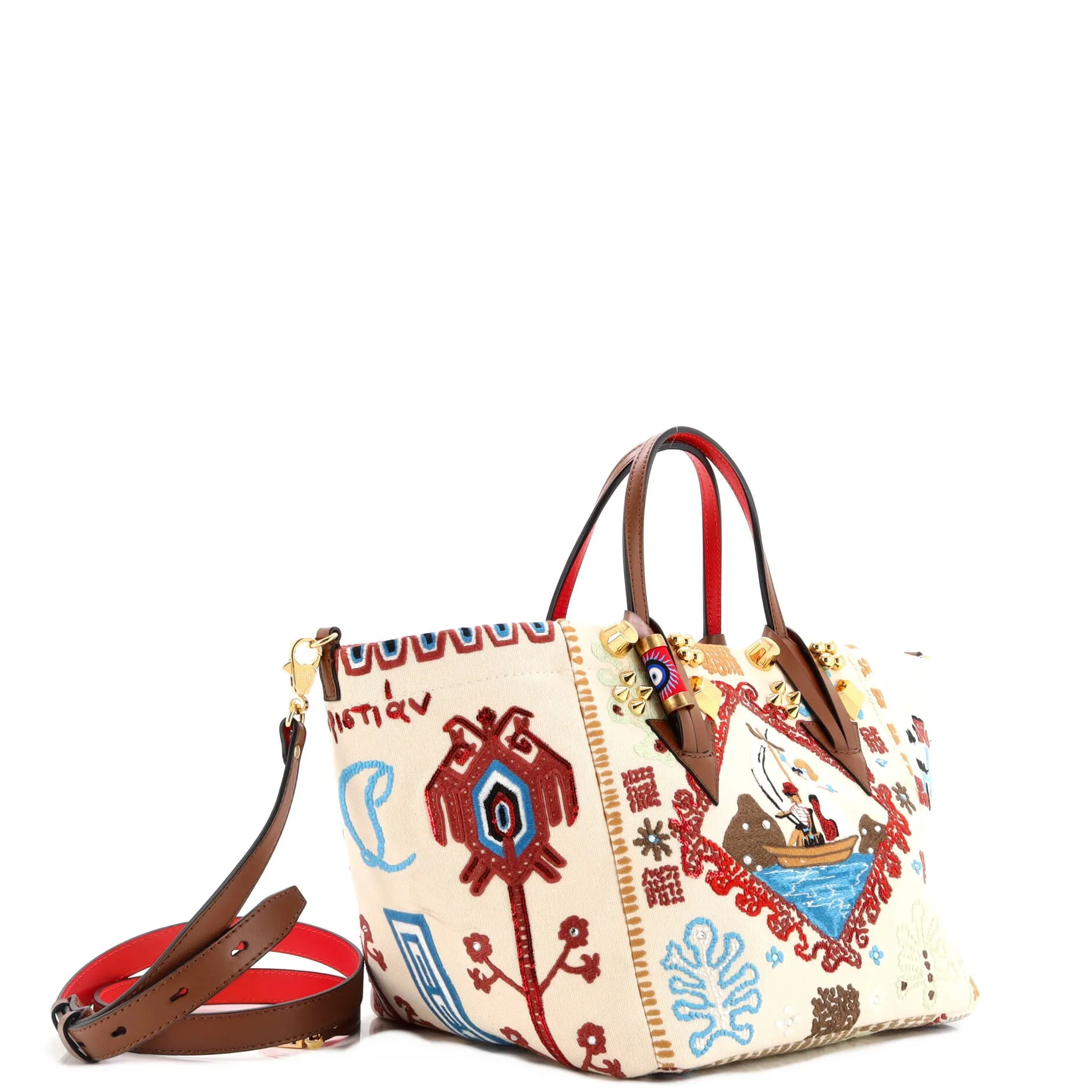 Caracaba Tote Embellished Canvas with Leather Small