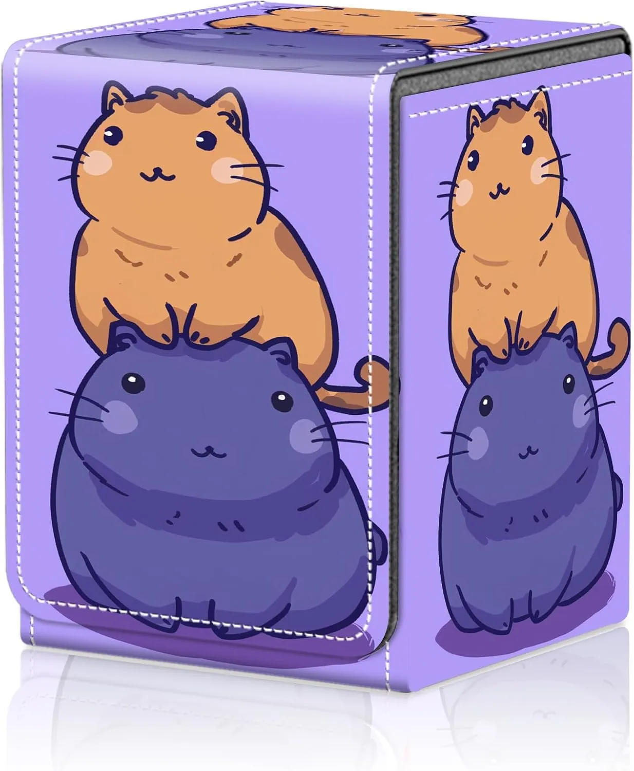 Card Deck Box for MTG Trading Cards, Magic Card Box Can Hold 110  Single Sleeved Cards, Waterproof PU Leather Material, Strong Magnetic Buckle Card Set Box Suitable for TCG CCG, Simple Capybara
