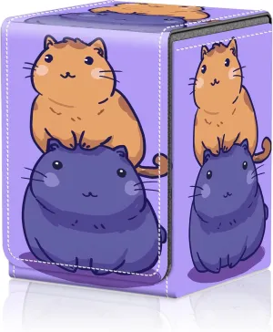 Card Deck Box for MTG Trading Cards, Magic Card Box Can Hold 110  Single Sleeved Cards, Waterproof PU Leather Material, Strong Magnetic Buckle Card Set Box Suitable for TCG CCG, Simple Capybara