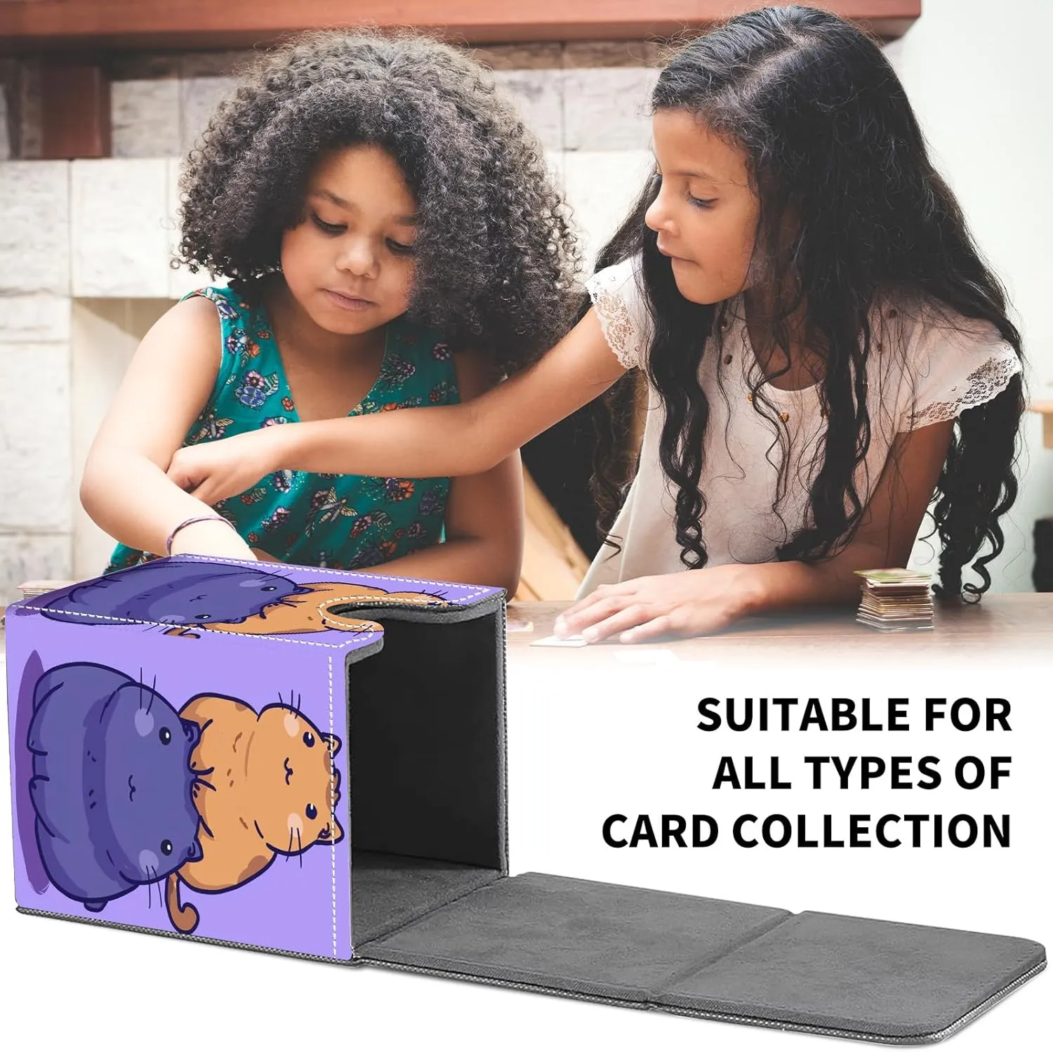 Card Deck Box for MTG Trading Cards, Magic Card Box Can Hold 110  Single Sleeved Cards, Waterproof PU Leather Material, Strong Magnetic Buckle Card Set Box Suitable for TCG CCG, Simple Capybara