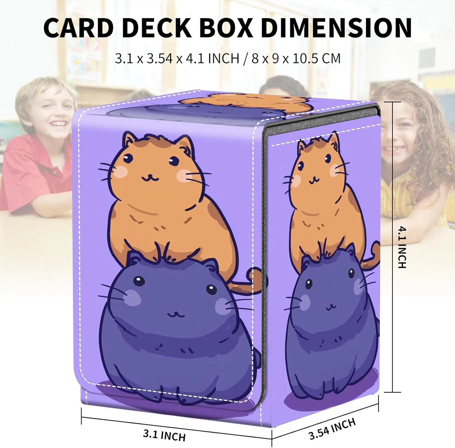 Card Deck Box for MTG Trading Cards, Magic Card Box Can Hold 110  Single Sleeved Cards, Waterproof PU Leather Material, Strong Magnetic Buckle Card Set Box Suitable for TCG CCG, Simple Capybara