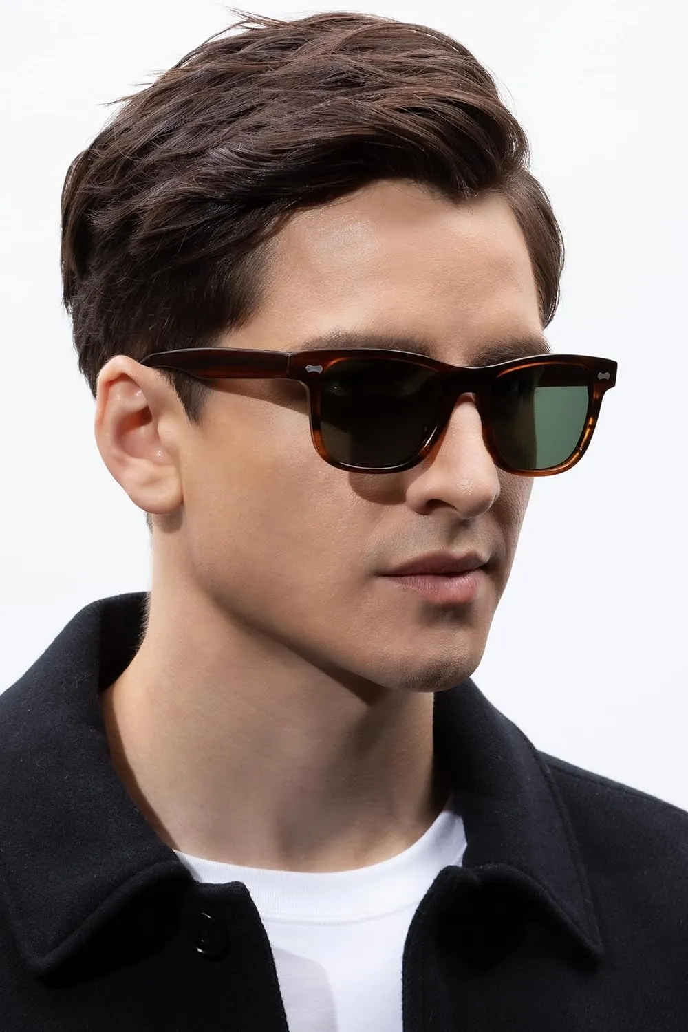 CARFIA Retro Acetate Polarized Sunglasses for Men UV Protection with Embossed Pattern Wire Core CA2301