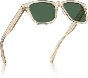 CARFIA Retro Acetate Polarized Sunglasses for Men UV Protection with Embossed Pattern Wire Core CA2301
