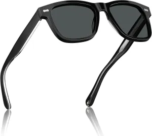 CARFIA Retro Acetate Polarized Sunglasses for Men UV Protection with Embossed Pattern Wire Core CA2301