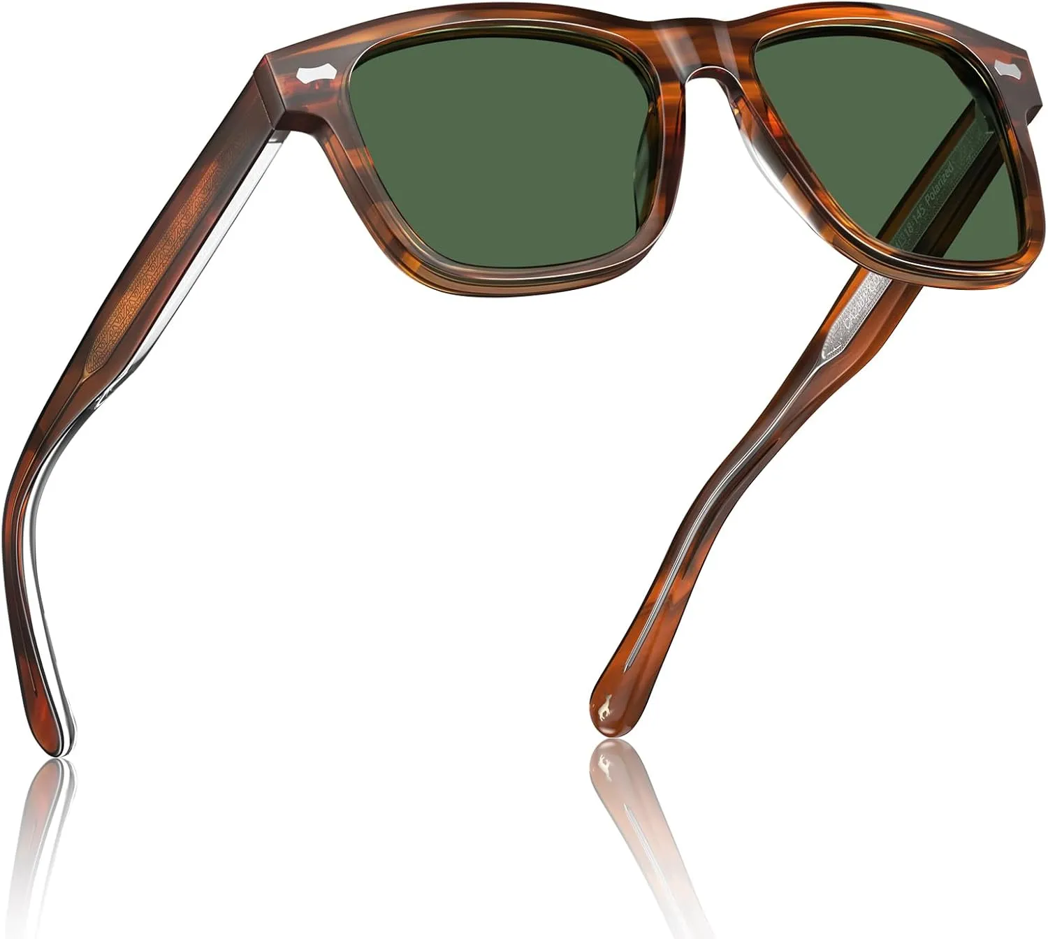 CARFIA Retro Acetate Polarized Sunglasses for Men UV Protection with Embossed Pattern Wire Core CA2301