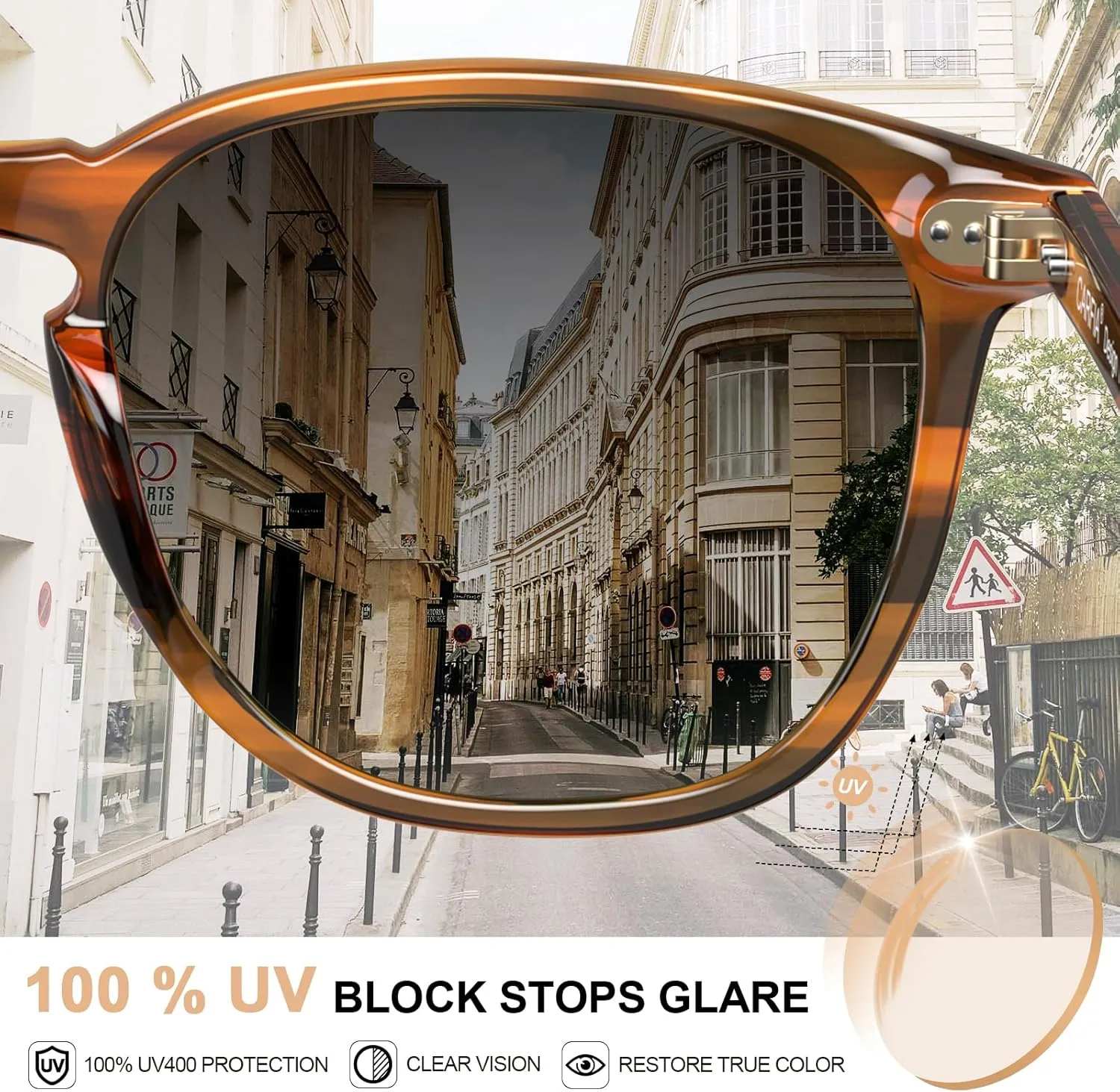 CARFIA Retro Cool Acetate Polarized Sunglasses for Men UV Protection, Outdoor Fashion Driving Eyewears Male Square Sunnies