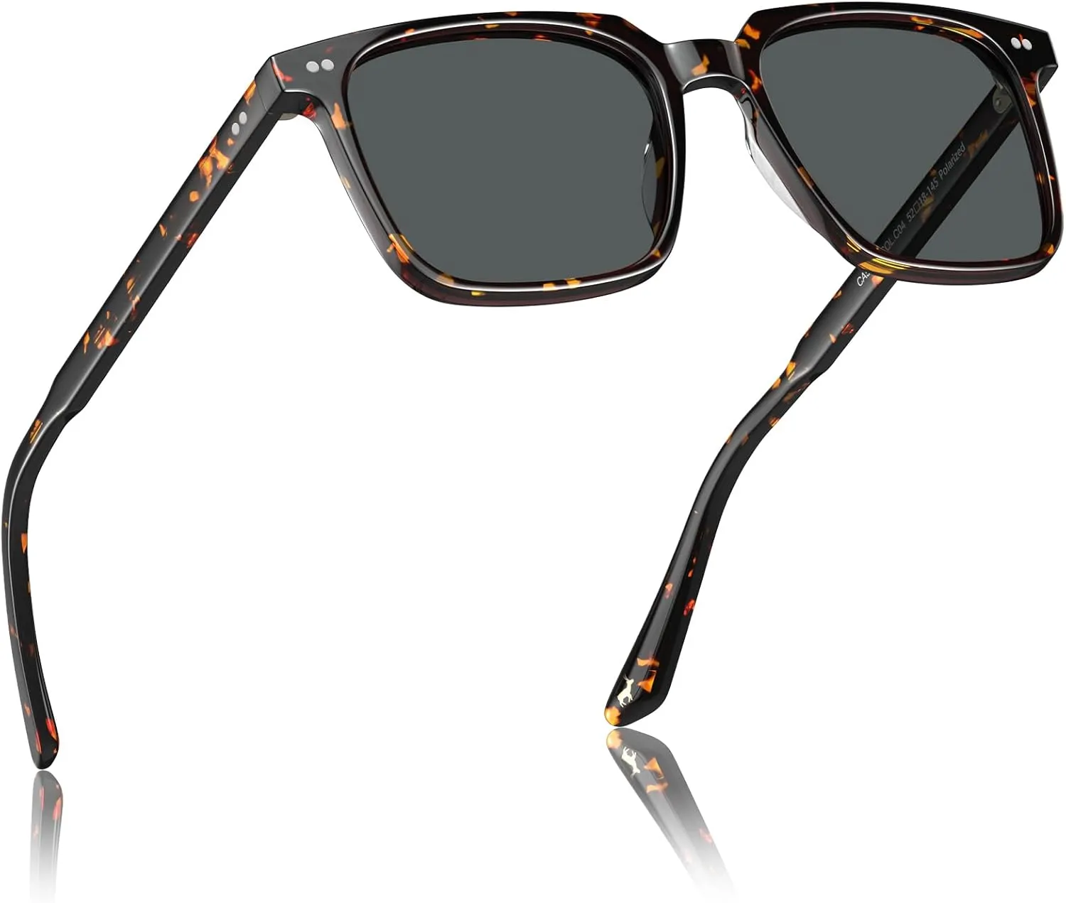 CARFIA Retro Cool Acetate Sunglasses for Men Polarized UV Protection, Trendy Square Male Sunnies Outdoor Driving Eyewears