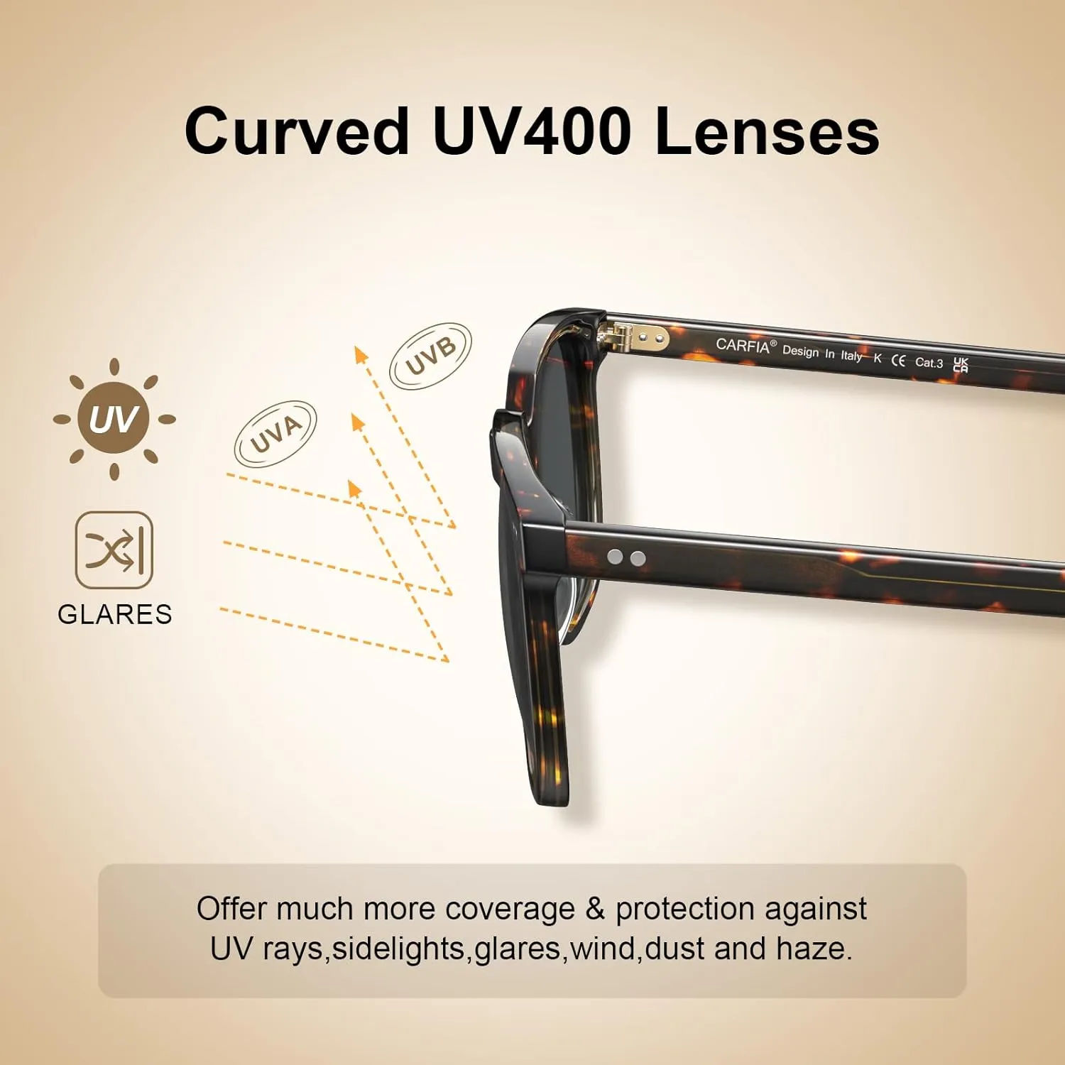 CARFIA Retro Cool Acetate Sunglasses for Men Polarized UV Protection, Trendy Square Male Sunnies Outdoor Driving Eyewears