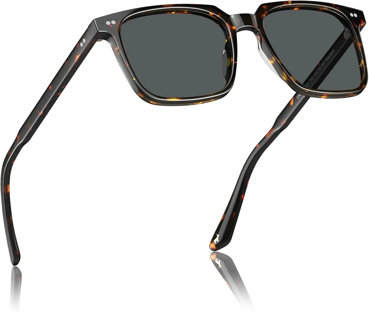 CARFIA Retro Cool Acetate Sunglasses for Men Polarized UV Protection, Trendy Square Male Sunnies Outdoor Driving Eyewears