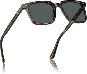 CARFIA Retro Cool Acetate Sunglasses for Men Polarized UV Protection, Trendy Square Male Sunnies Outdoor Driving Eyewears
