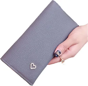 [CaserBay] Fashion Women's Elegant Lady Concise Slim Long Soft Faux Leather Wallet Card Purse (Gray)