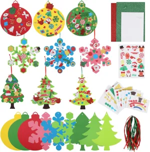 CCINEE Christmas Foam Stickers for Kids Craft, Glitter Christmas Tree Crafts Ornaments Self Adhesive Foam Stickers for Art Craft Making School Activities Home Decorations 60 Sheet a Set