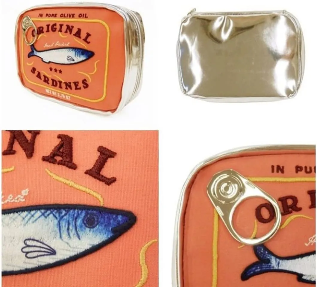 Cessfle Canned Sardines Makeup Bag, Funny Sardine Tin Fish Cosmetic Bag, Creative Cute Makeup Bag Kawaii Pencil Case Pouch, Coquette Make up Pouch for Women