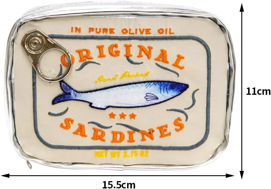 Cessfle Canned Sardines Makeup Bag, Funny Sardine Tin Fish Cosmetic Bag, Creative Cute Makeup Bag Kawaii Pencil Case Pouch, Coquette Make up Pouch for Women