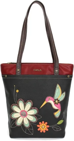 Chala Group Deluxe Vegan Leather Every Day Tote Bag Purse : 13.5 x 14 inches (Hummingbird)