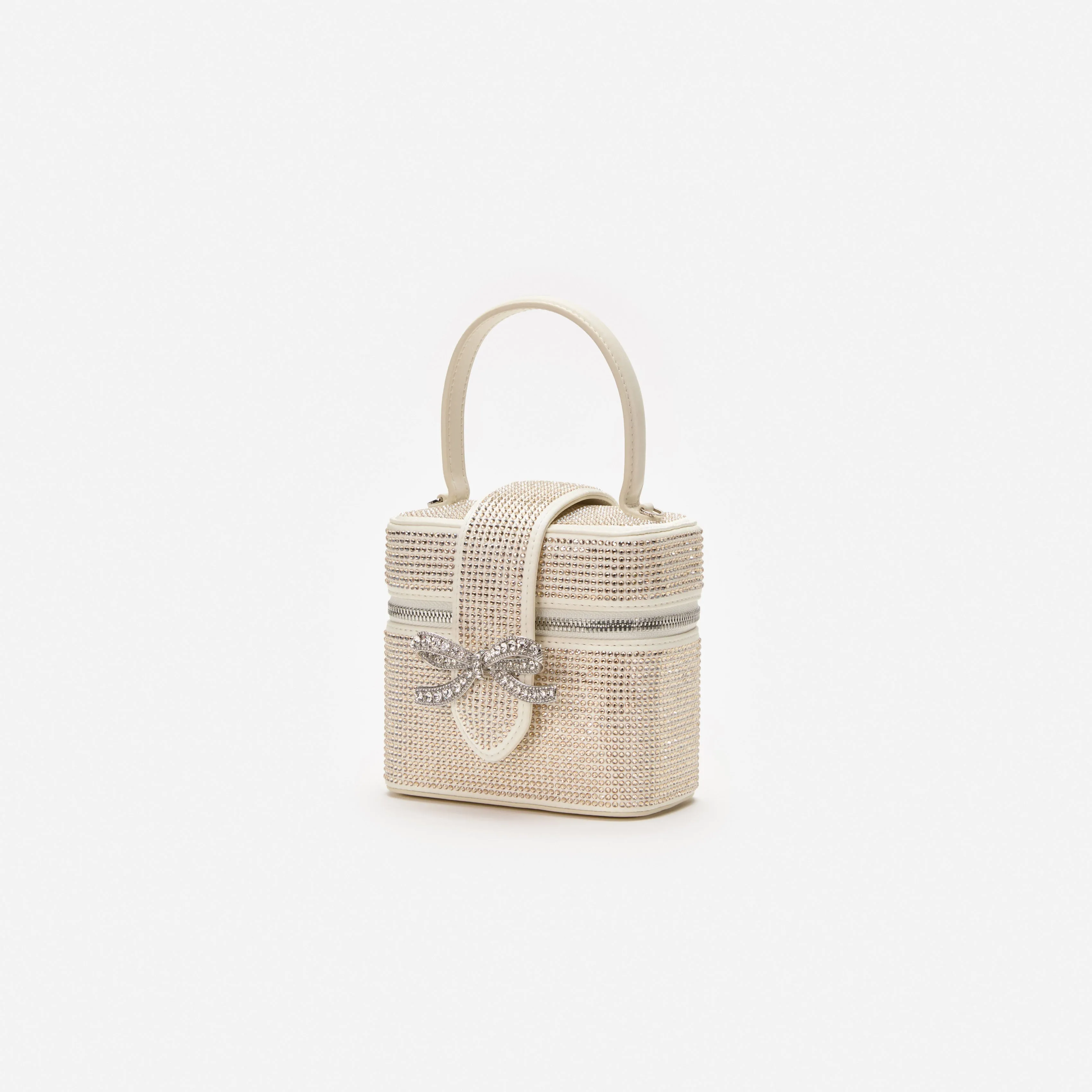 Champagne Satin Rhinestone Vanity Case
