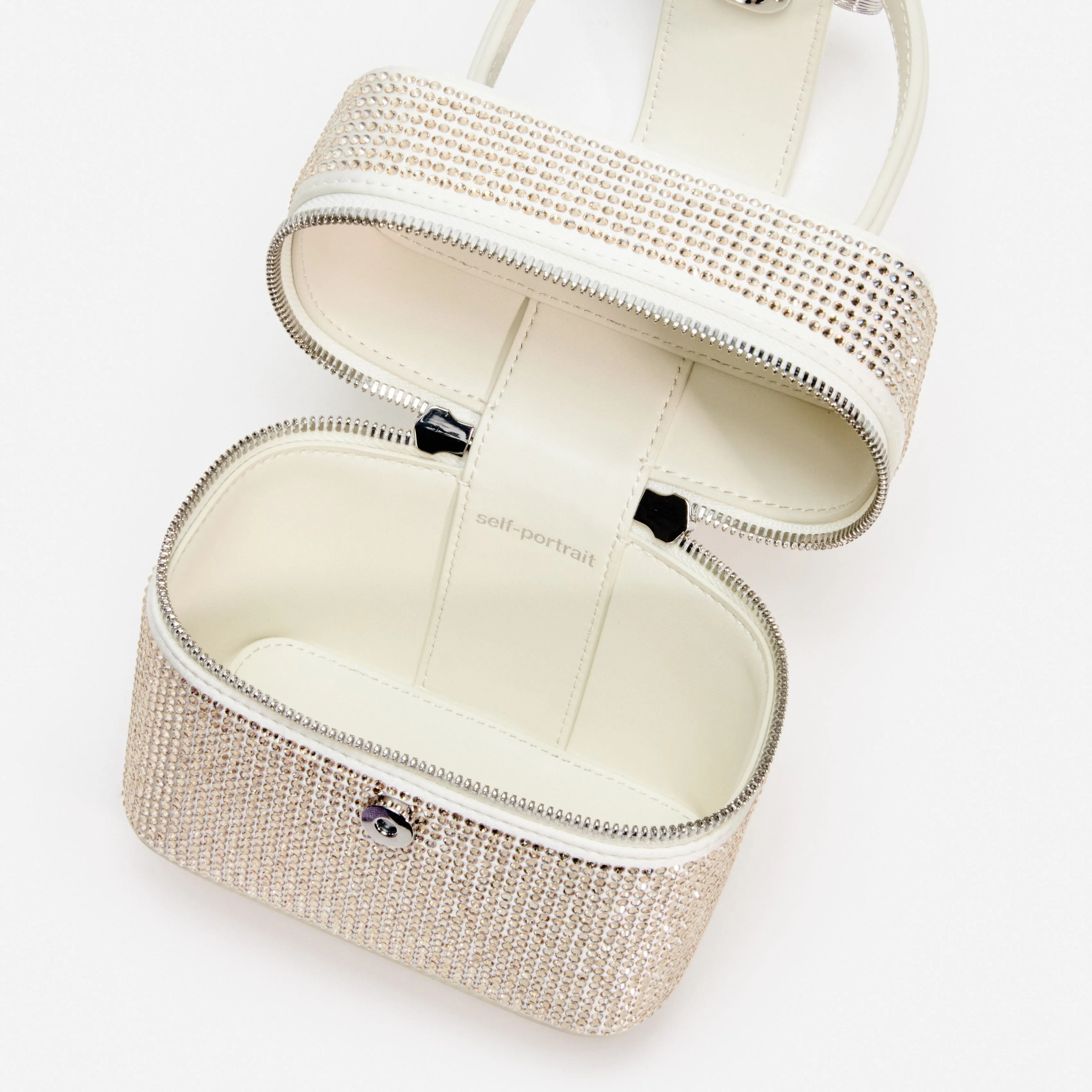 Champagne Satin Rhinestone Vanity Case