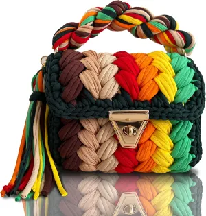 CHQEL Evening Clutch Bag for Women, Handmade Crochet Wedding Party Purse, Small Flap Formal Crossbody Handbag Evening Clutch