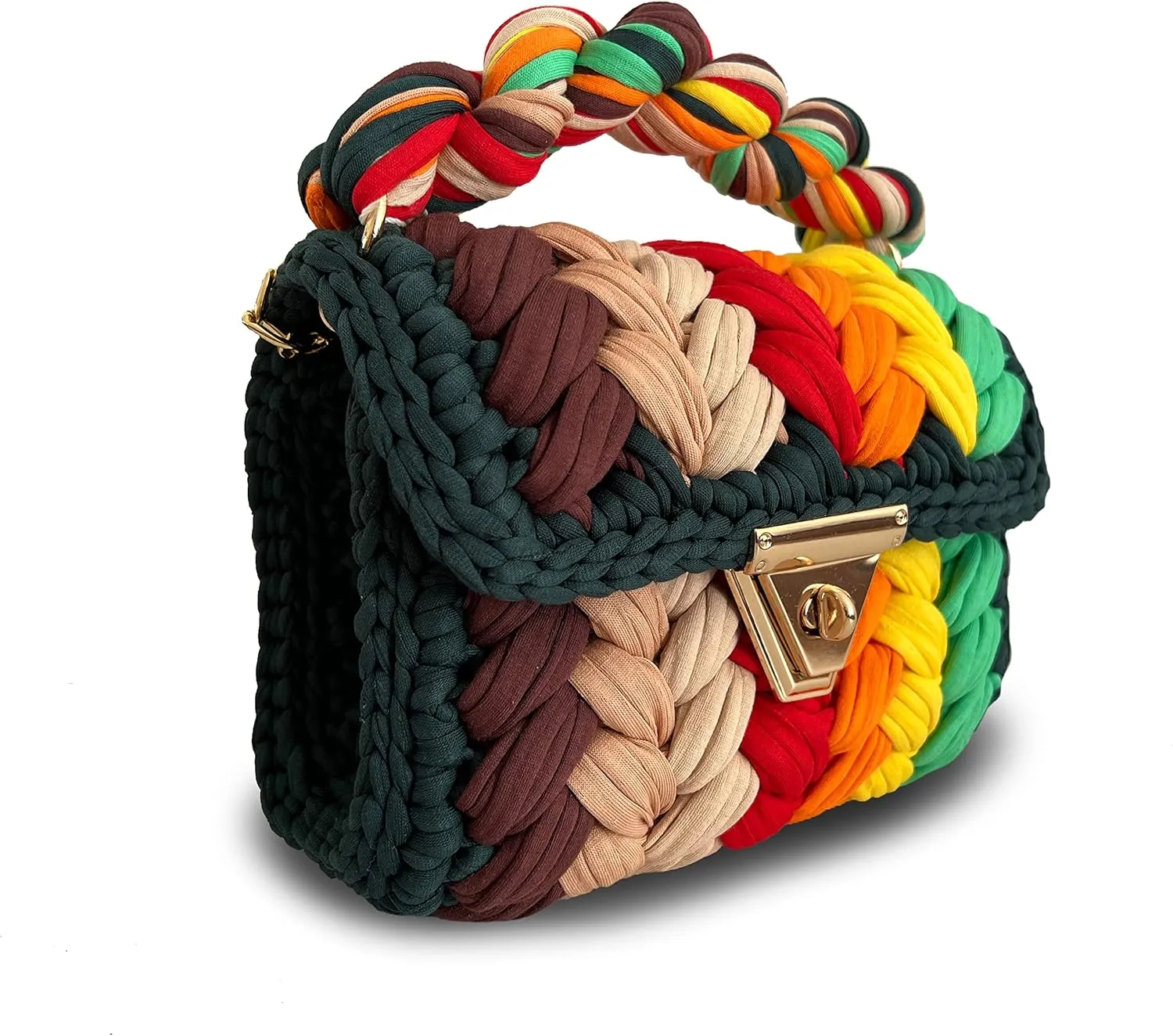 CHQEL Evening Clutch Bag for Women, Handmade Crochet Wedding Party Purse, Small Flap Formal Crossbody Handbag Evening Clutch