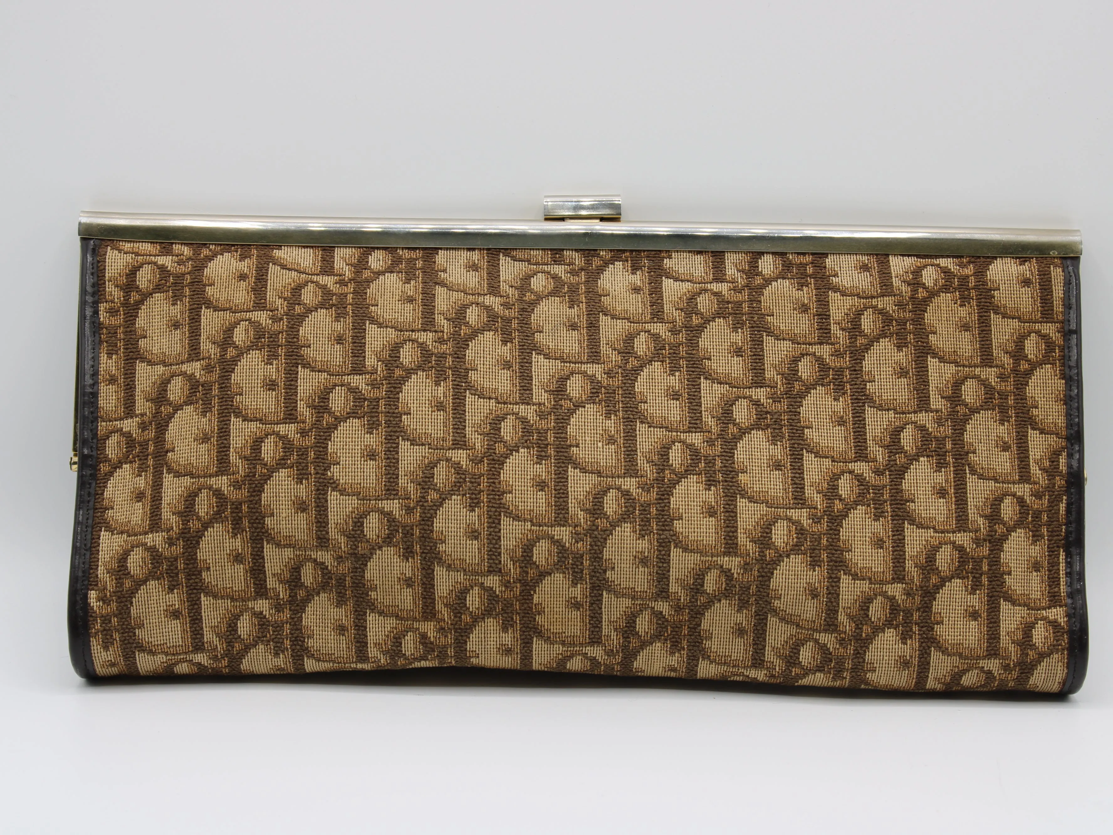 Christian Dior Cutch Brown Diorissimo Pattern Canvas Vintage