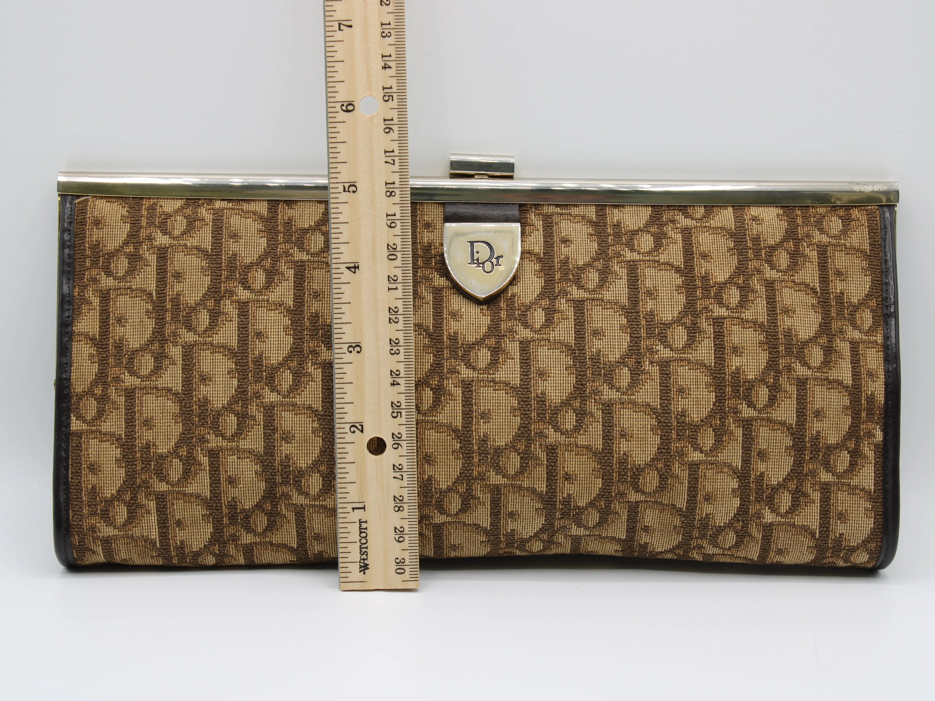 Christian Dior Cutch Brown Diorissimo Pattern Canvas Vintage