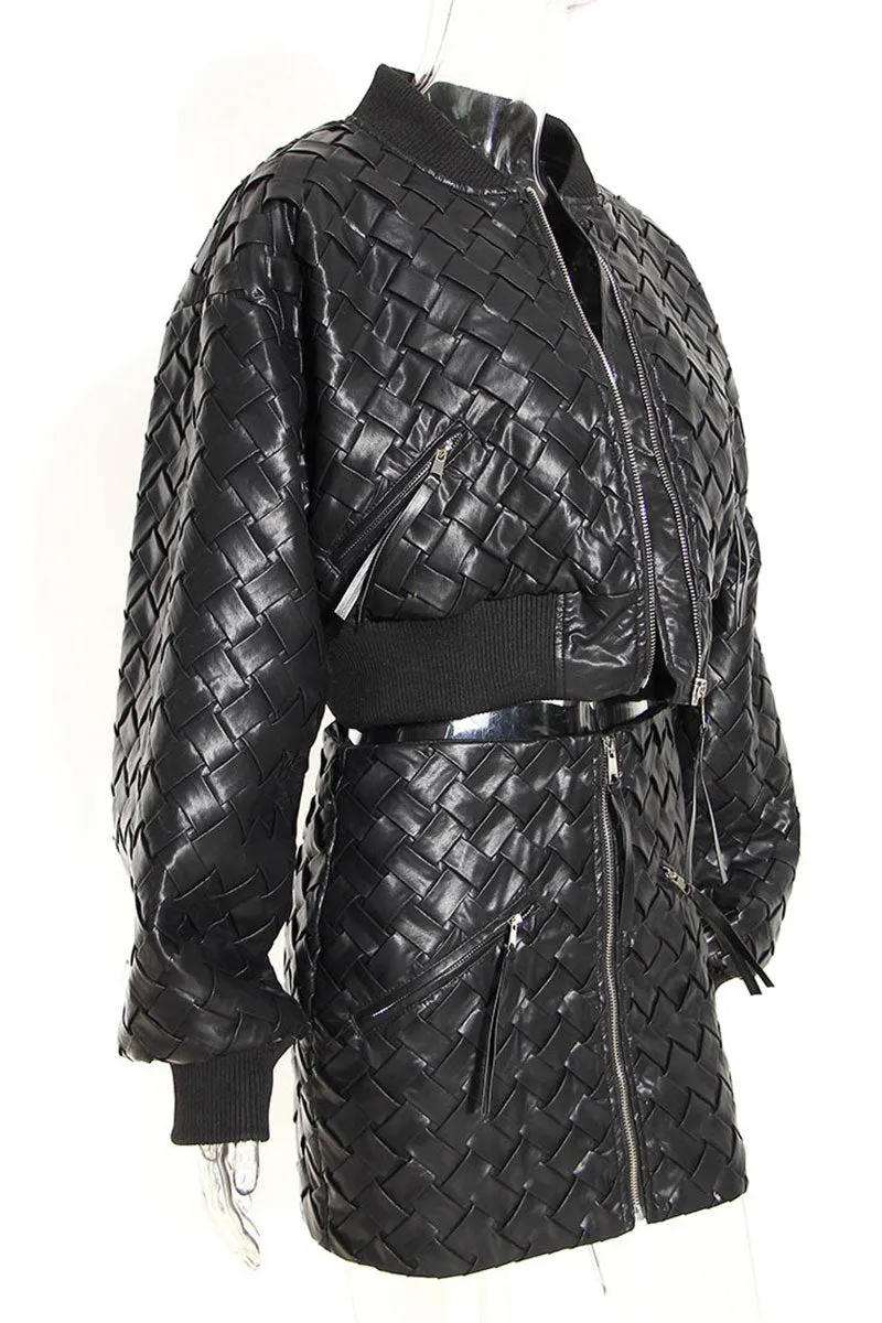 CI731 Faux Leather Zipped Jacket