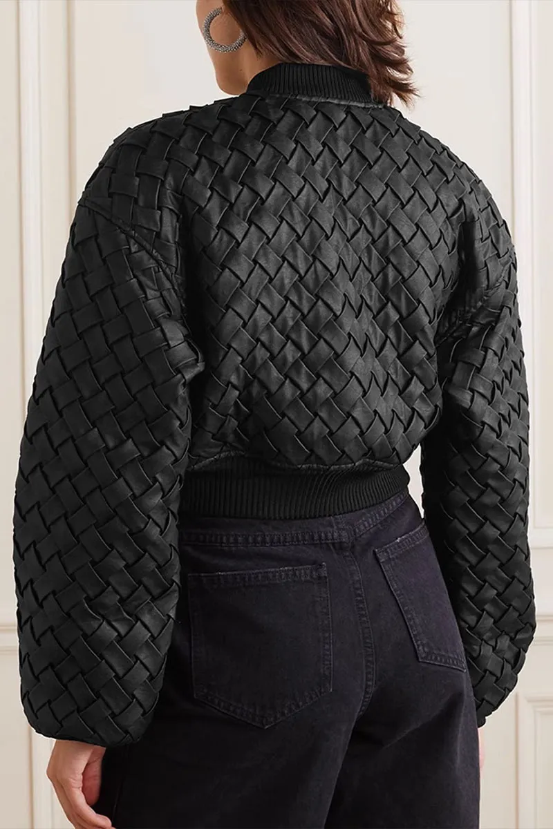 CI731 Faux Leather Zipped Jacket