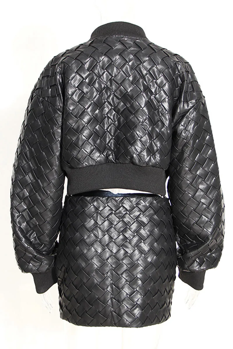 CI731 Faux Leather Zipped Jacket