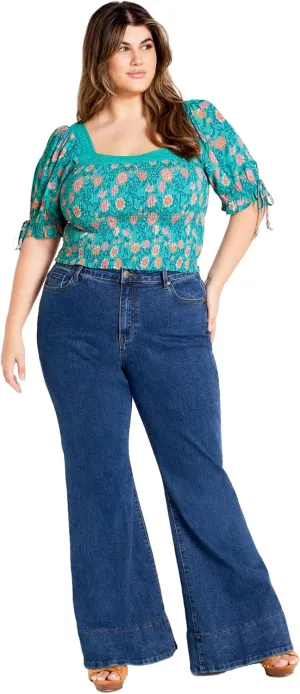 CITYCHIC Plus Size TOP Aurora PRT in Turquoise