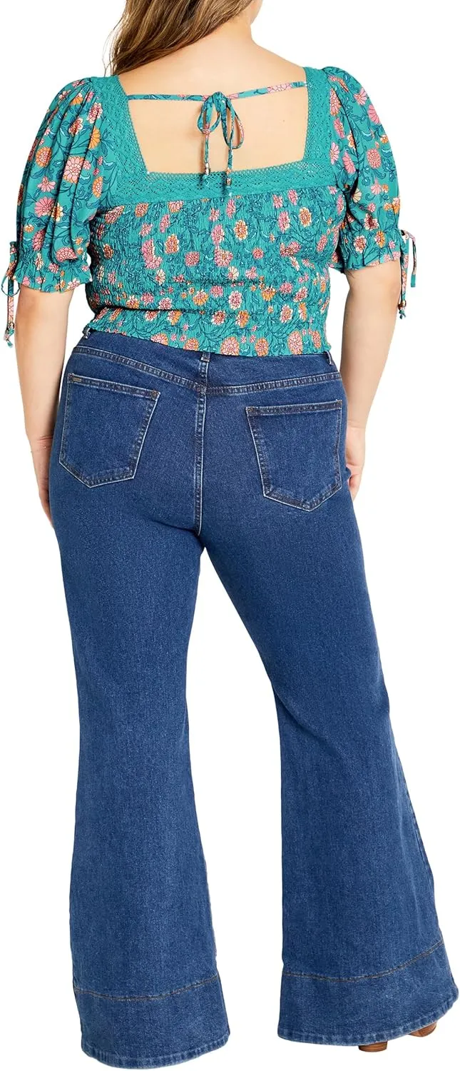 CITYCHIC Plus Size TOP Aurora PRT in Turquoise