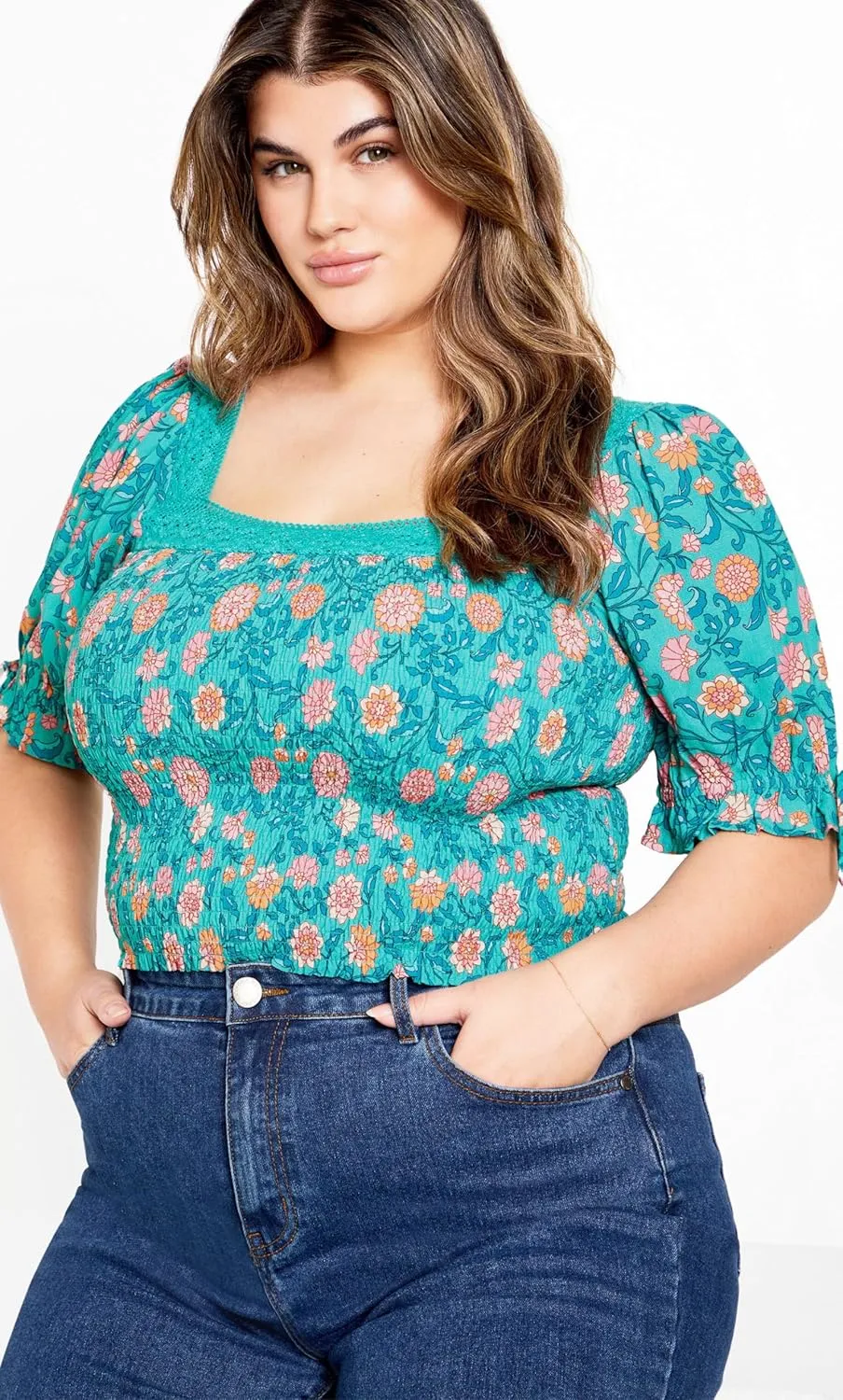 CITYCHIC Plus Size TOP Aurora PRT in Turquoise