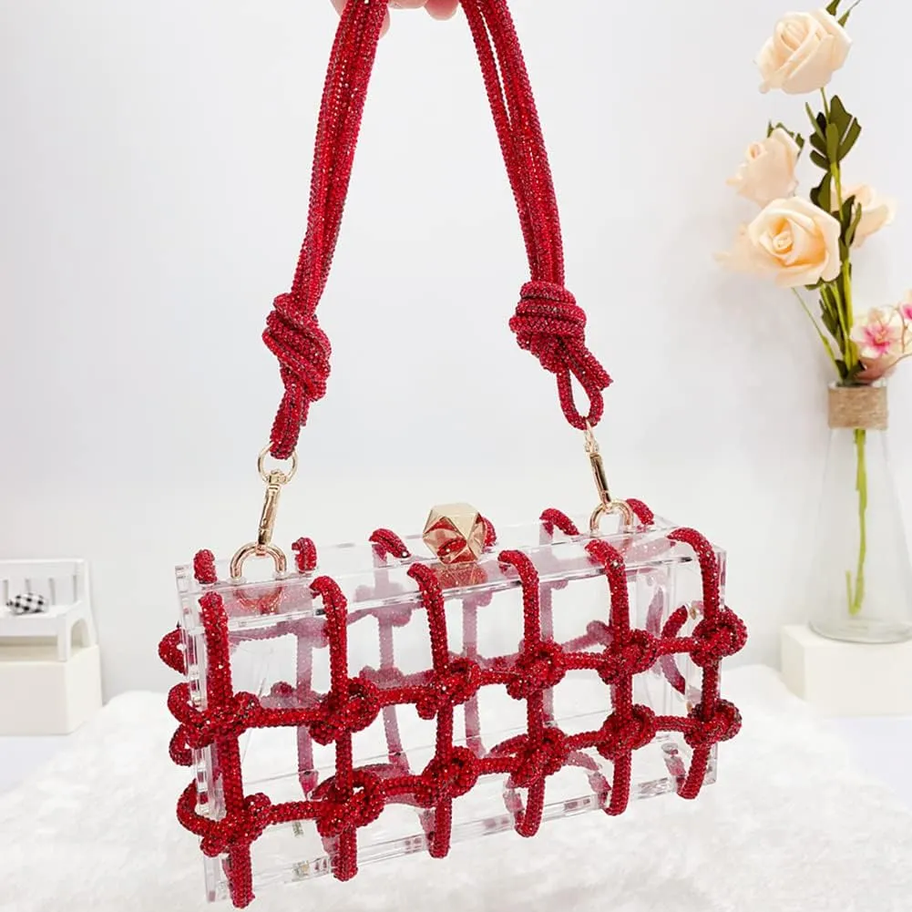 Clear Acrylic Bag Rhinestone Acrylic Clutch Crystal Evening Purses for Women Glitter Handbag for Wedding Cocktail Party Prom