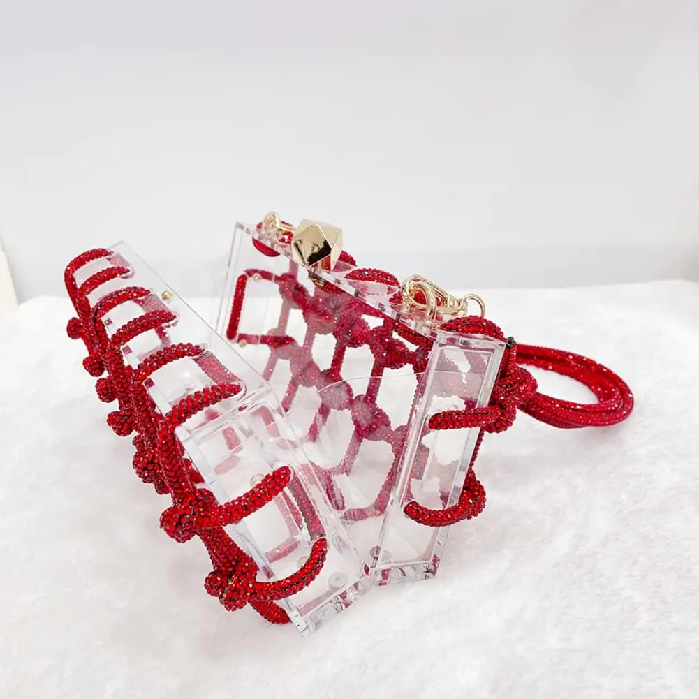 Clear Acrylic Bag Rhinestone Acrylic Clutch Crystal Evening Purses for Women Glitter Handbag for Wedding Cocktail Party Prom